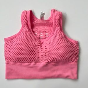 Pink mesh sports bra